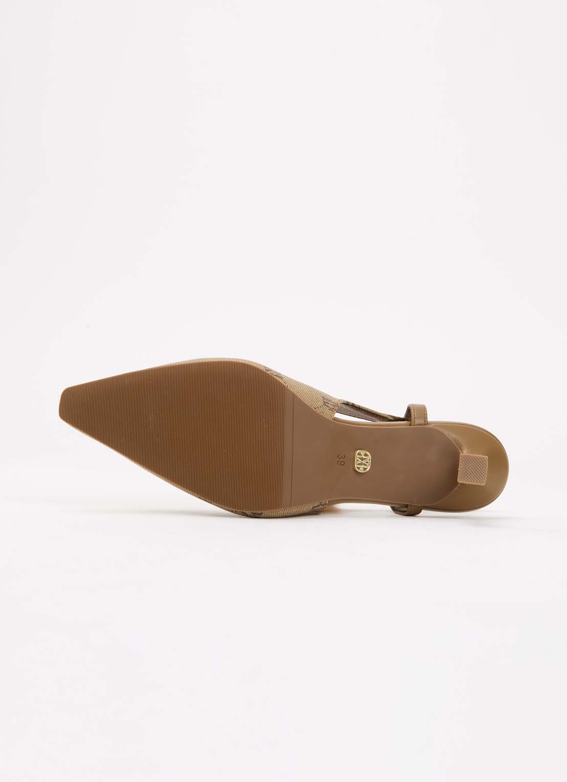 JOSH V Jinthe slingback met logoprint - detail 3 lichtbruin
