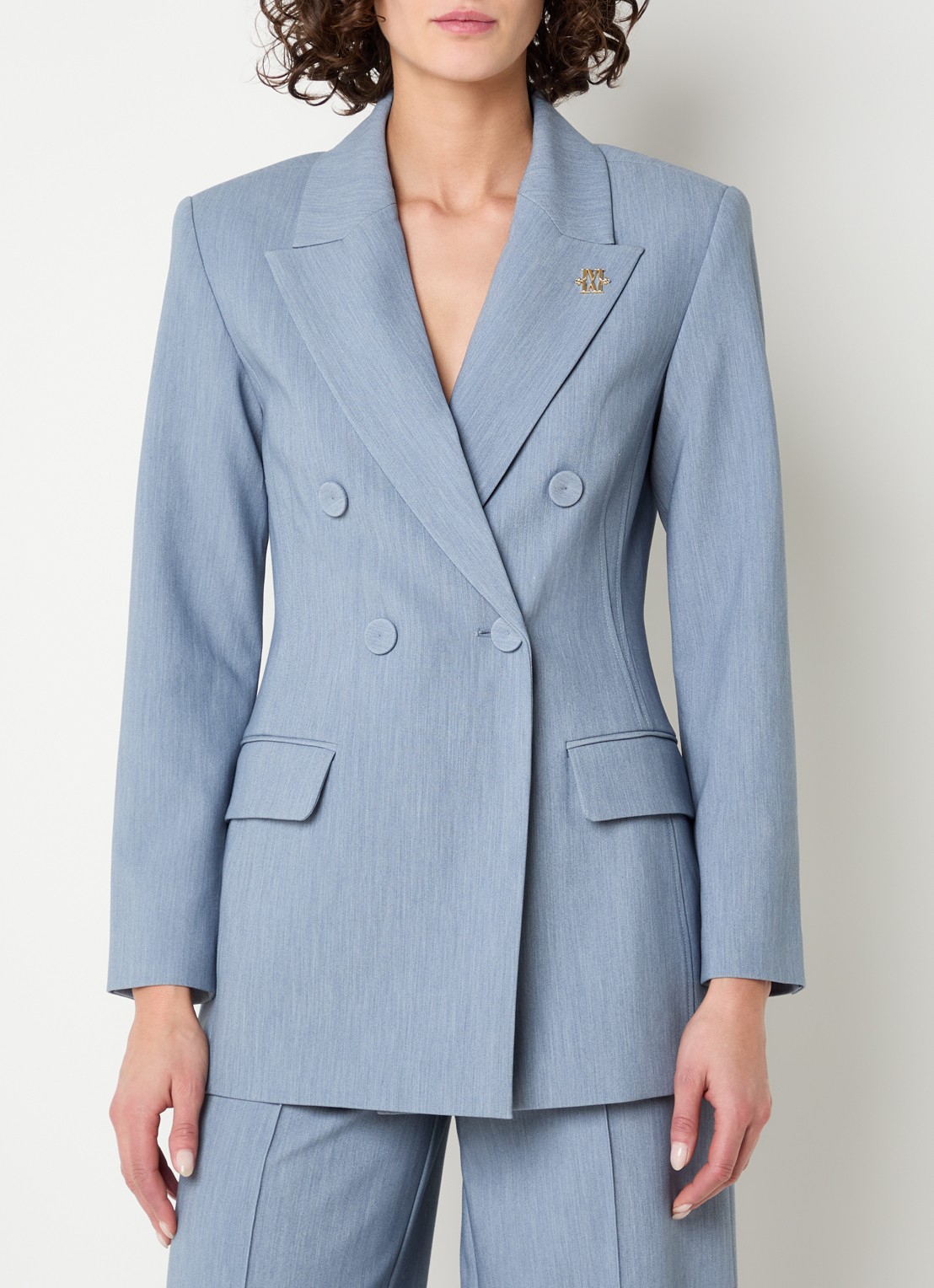 JOSH V Kassidy double-breasted blazer met klepzakken - detail 4 staalblauw