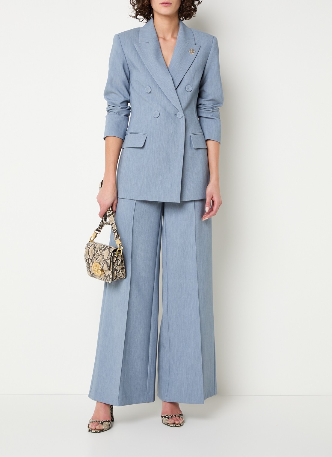 JOSH V Kassidy double-breasted blazer met klepzakken - voorkant 2 staalblauw