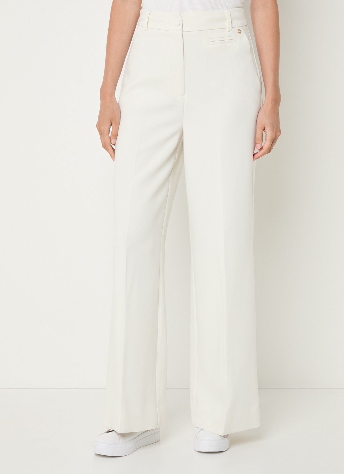 JOSH V Kate high waist wide fit pantalon met steekzakken - detail 3 gebroken wit