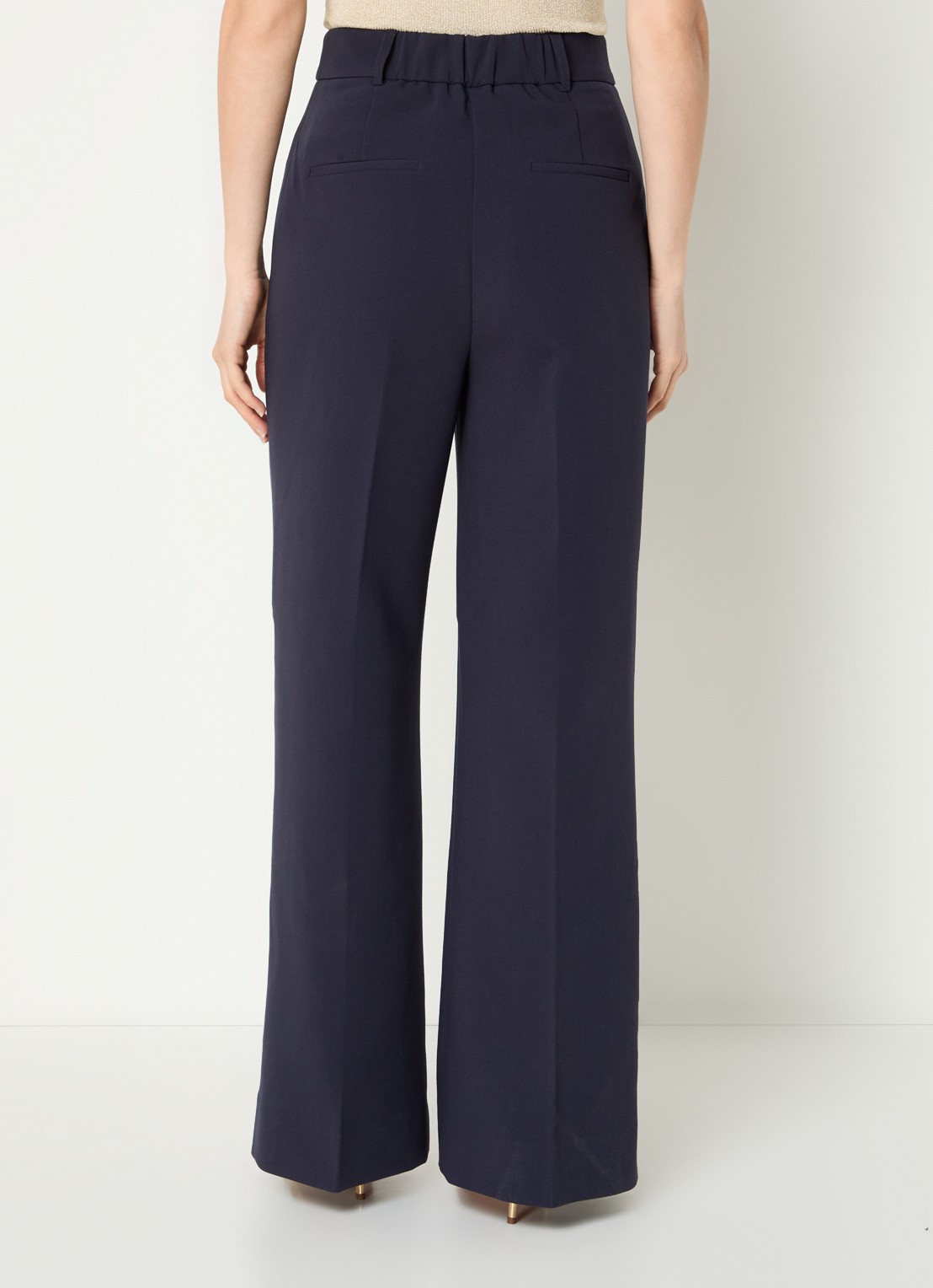 JOSH V Kate high waist wide fit pantalon met steekzakken - achterkant donkerblauw