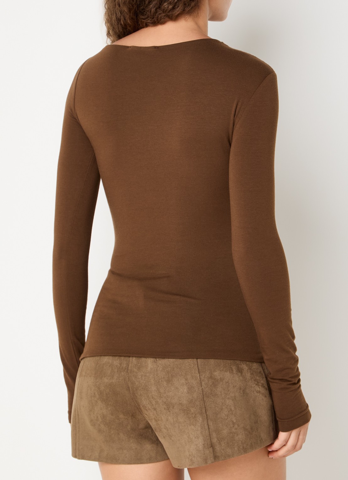 JOSH V Lenie top met ruches en asymmetrische hals - achterkant 4 bruin