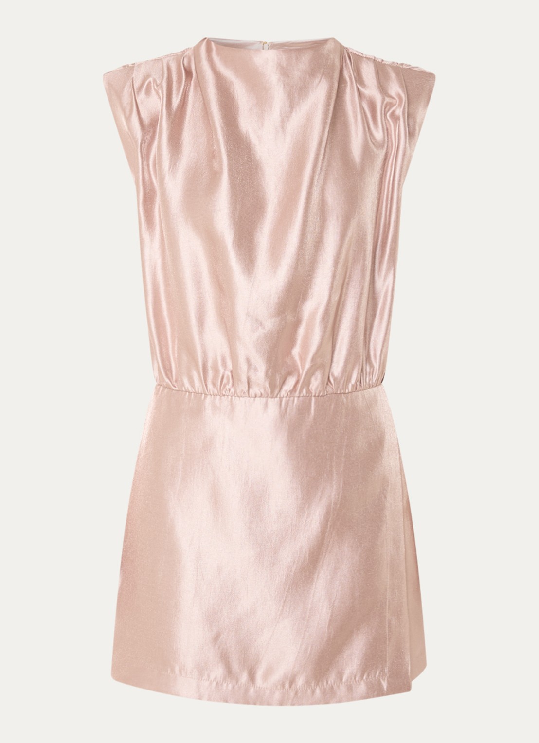 JOSH V Lira playsuit van satijn met plooidetail - voorkant 2 oudroze