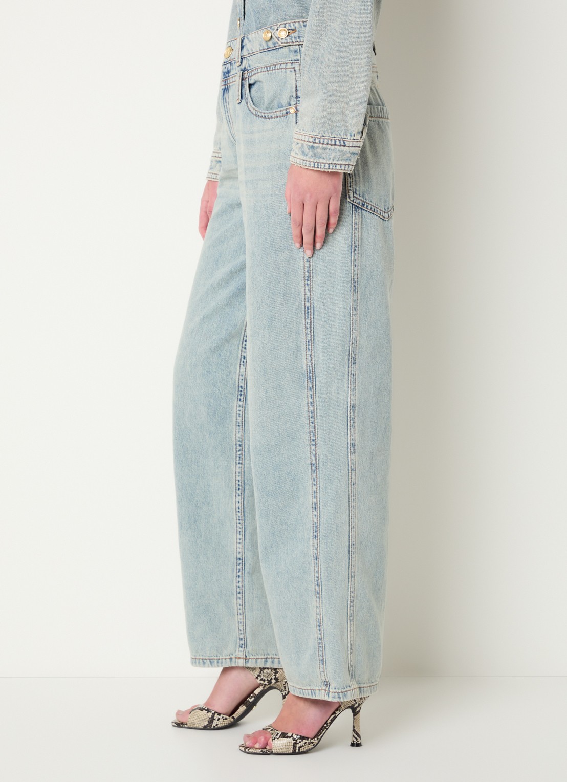 JOSH V Louella mid waist straight leg jeans met lichte wassing - detail 2 indigo