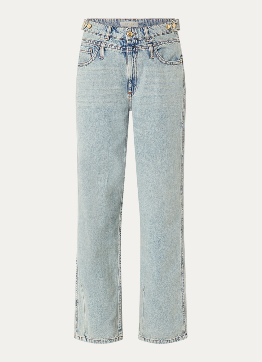 JOSH V Louella mid waist straight leg jeans met lichte wassing - voorkant 4 indigo