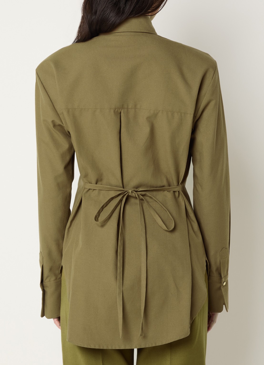 JOSH V Lourdes blouse met opgestikte zakken - achterkant mosgroen