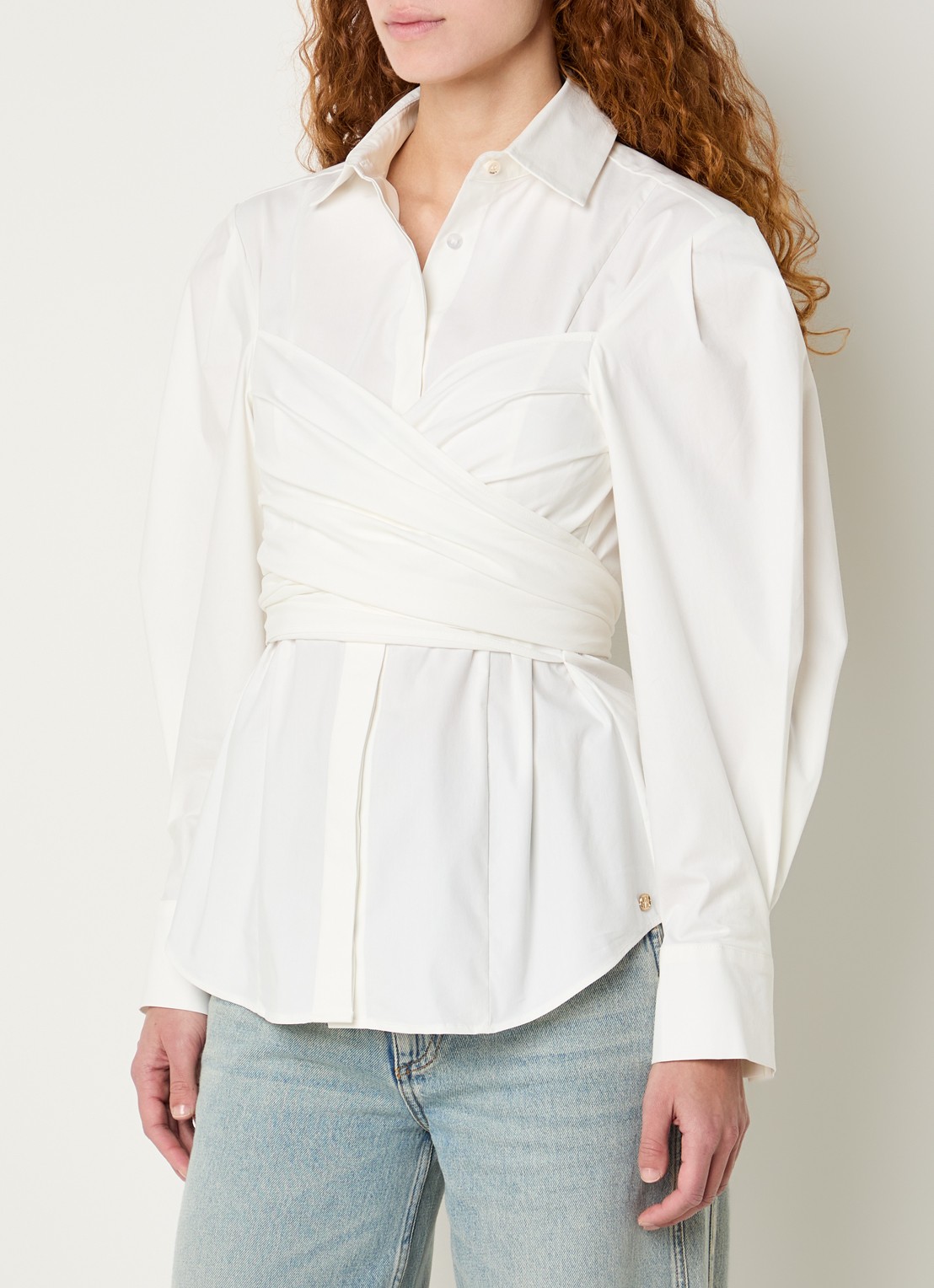 JOSH V Luann blouse met gestrikt detail - detail gebroken wit