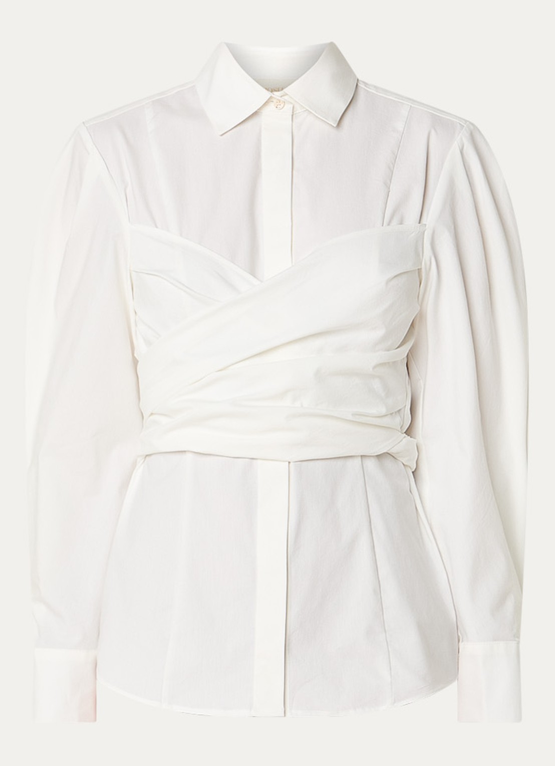 JOSH V Luann blouse met gestrikt detail - voorkant 2 gebroken wit