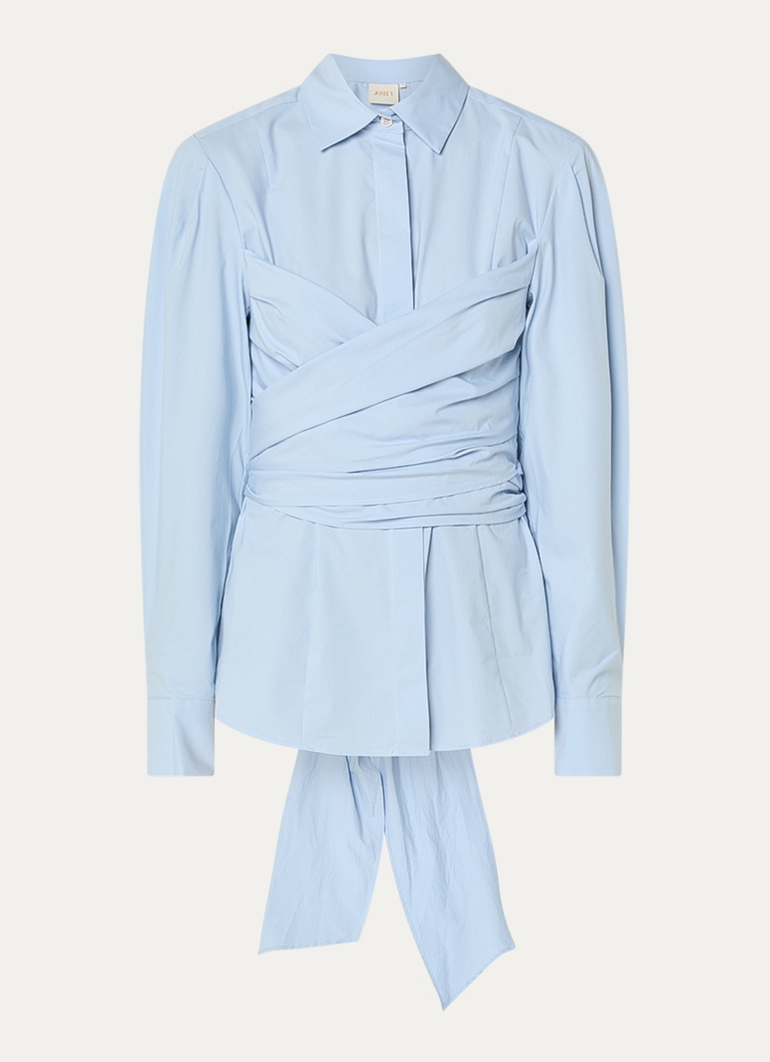 JOSH V Luann blouse met gestrikt detail - voorkant 2 lichtblauw