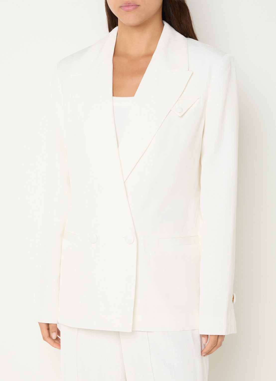 JOSH V Malena double-breasted blazer met steekzakken - detail 4 gebroken wit