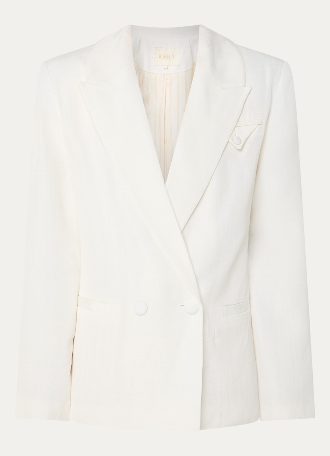 JOSH V Malena double-breasted blazer met steekzakken - voorkant 2 gebroken wit