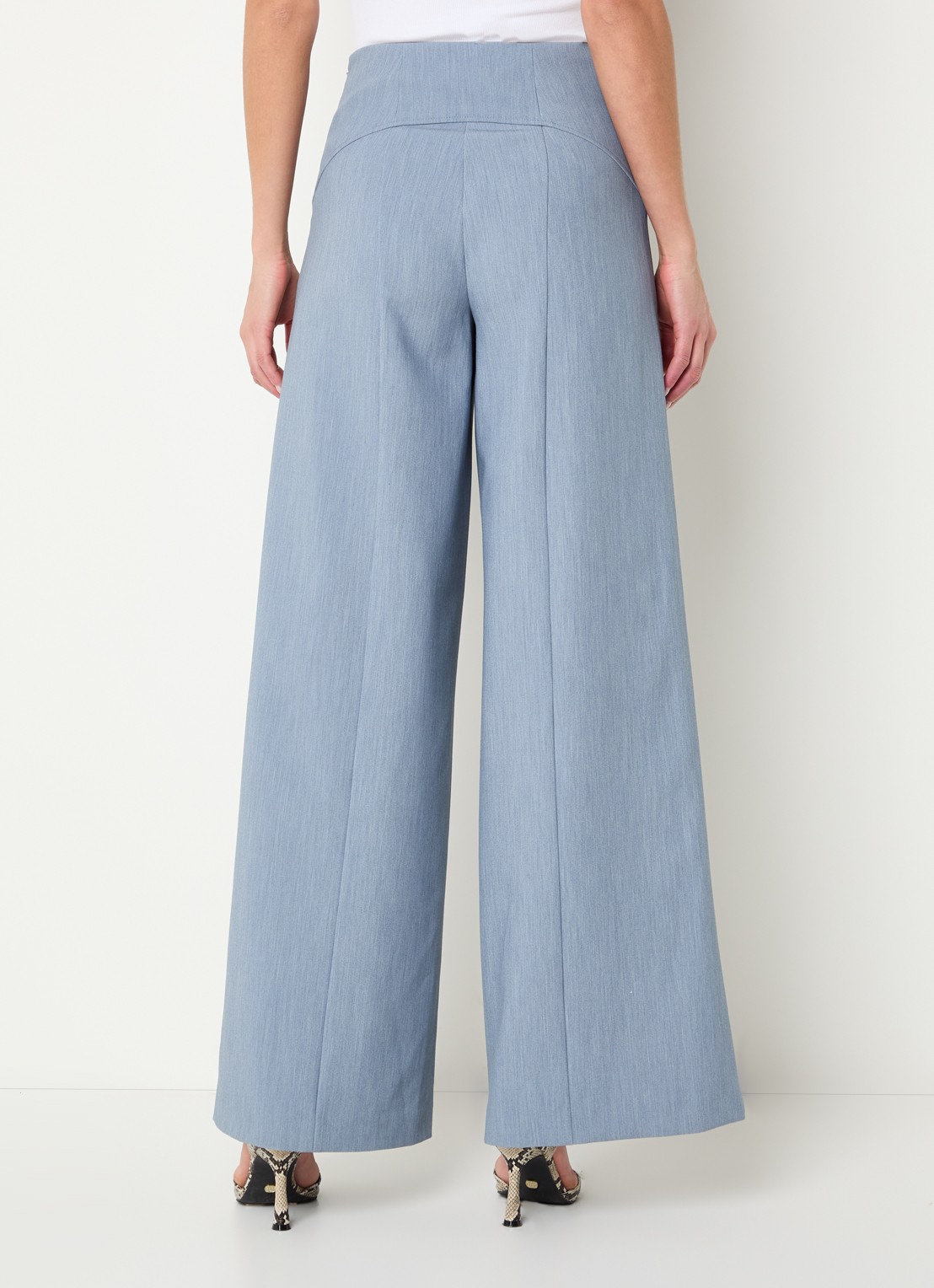 JOSH V Michella high waist wide leg pantalon - achterkant staalblauw