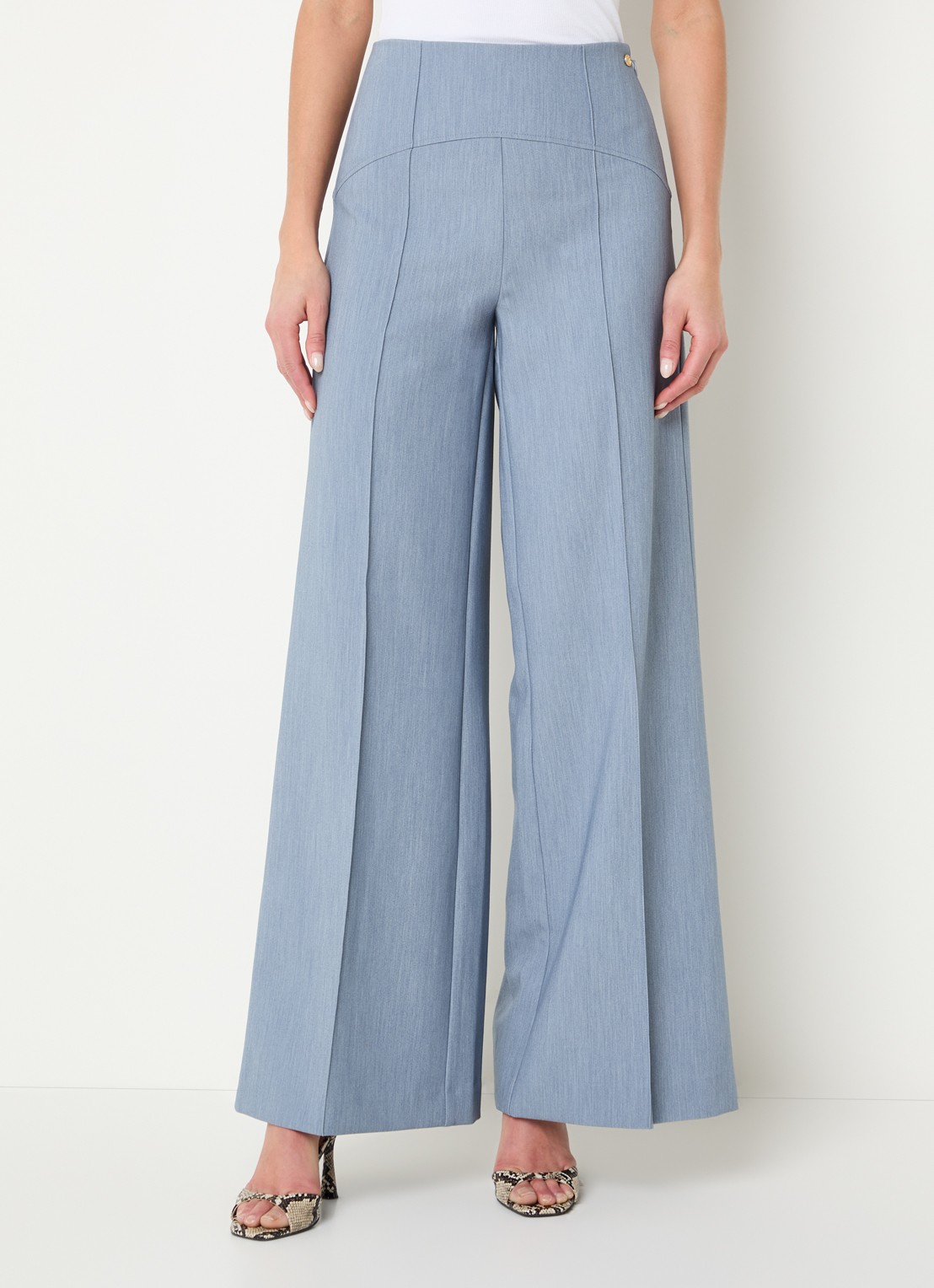 JOSH V Michella high waist wide leg pantalon - detail 4 staalblauw
