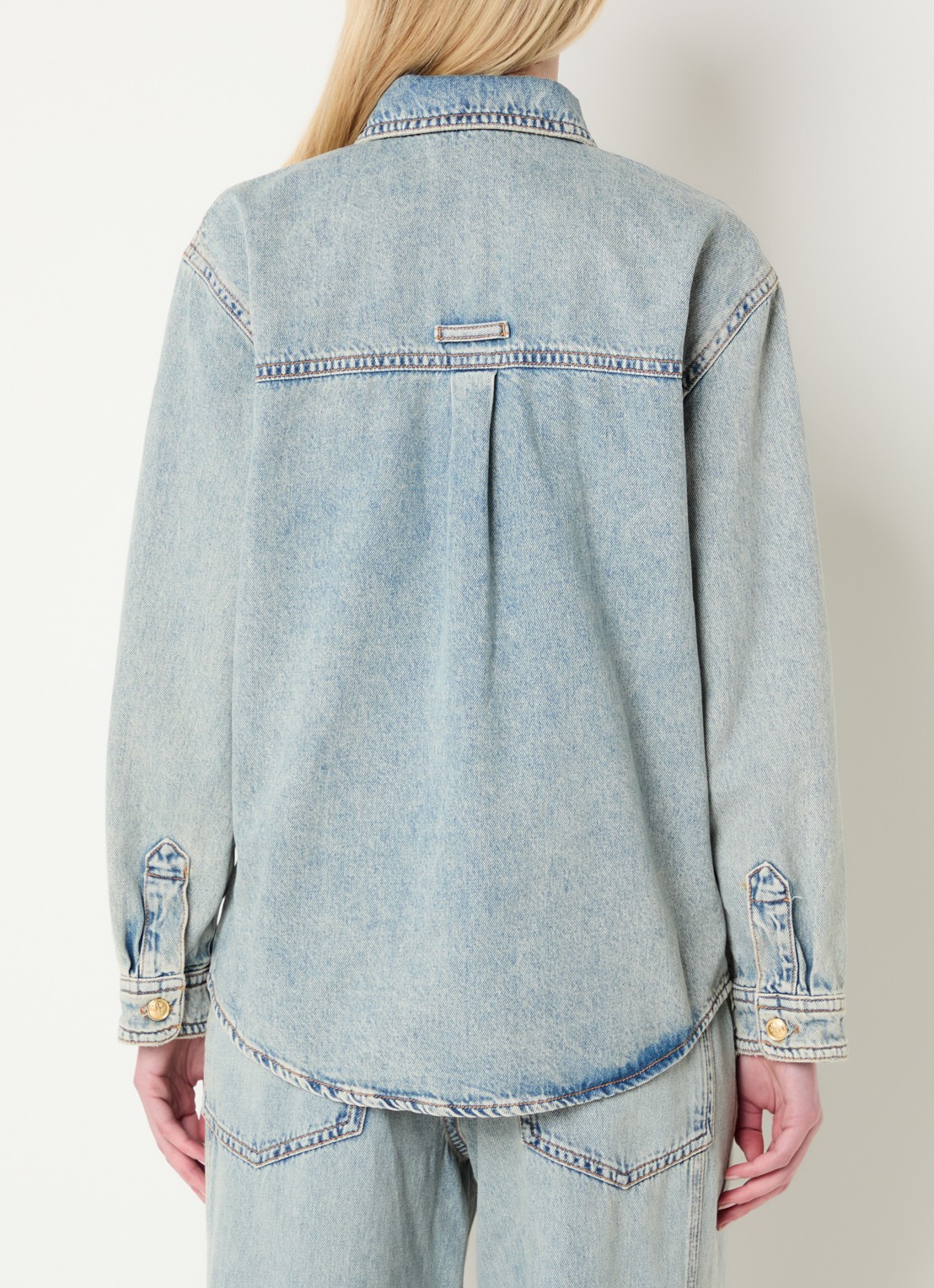JOSH V Mylessa blouse van denim met logo - achterkant 4 indigo