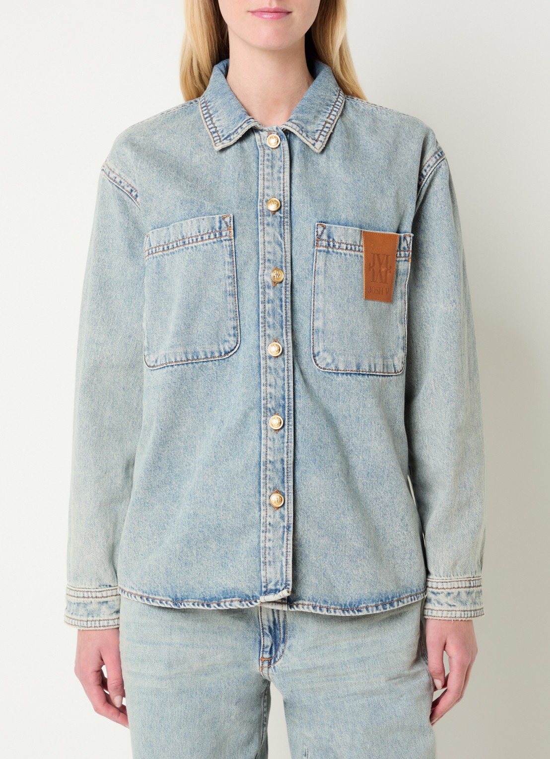 JOSH V Mylessa blouse van denim met logo - detail 3 indigo