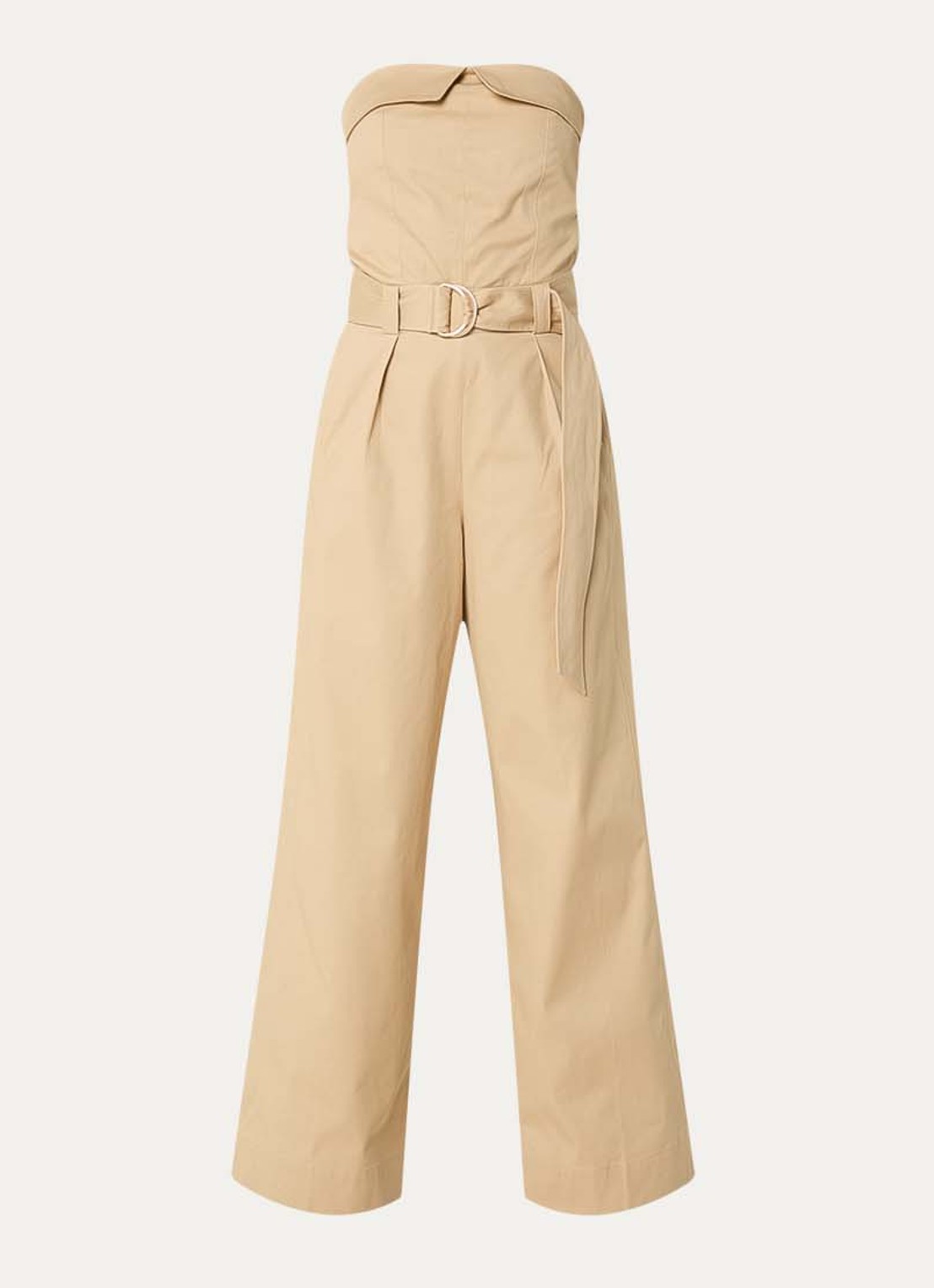 JOSH V Myra loose fit jumpsuit met ceintuur - voorkant 3 camel