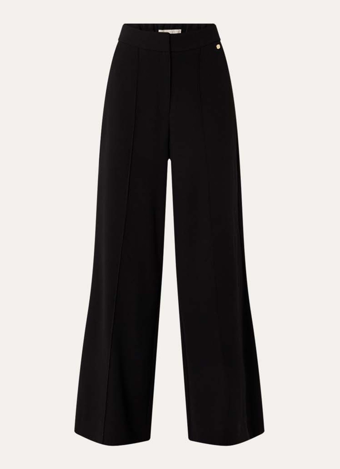 JOSH V Nellie high waist wide fit pantalon met siernaad en steekzakken - voorkant 3 zwart
