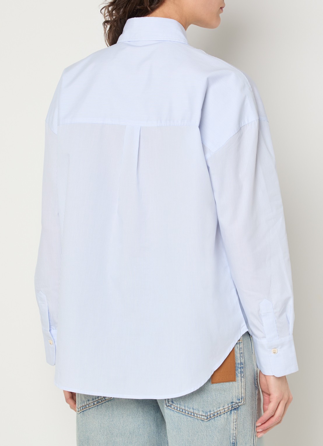 JOSH V Neveah blouse met streepprint en sjaal - achterkant blauw