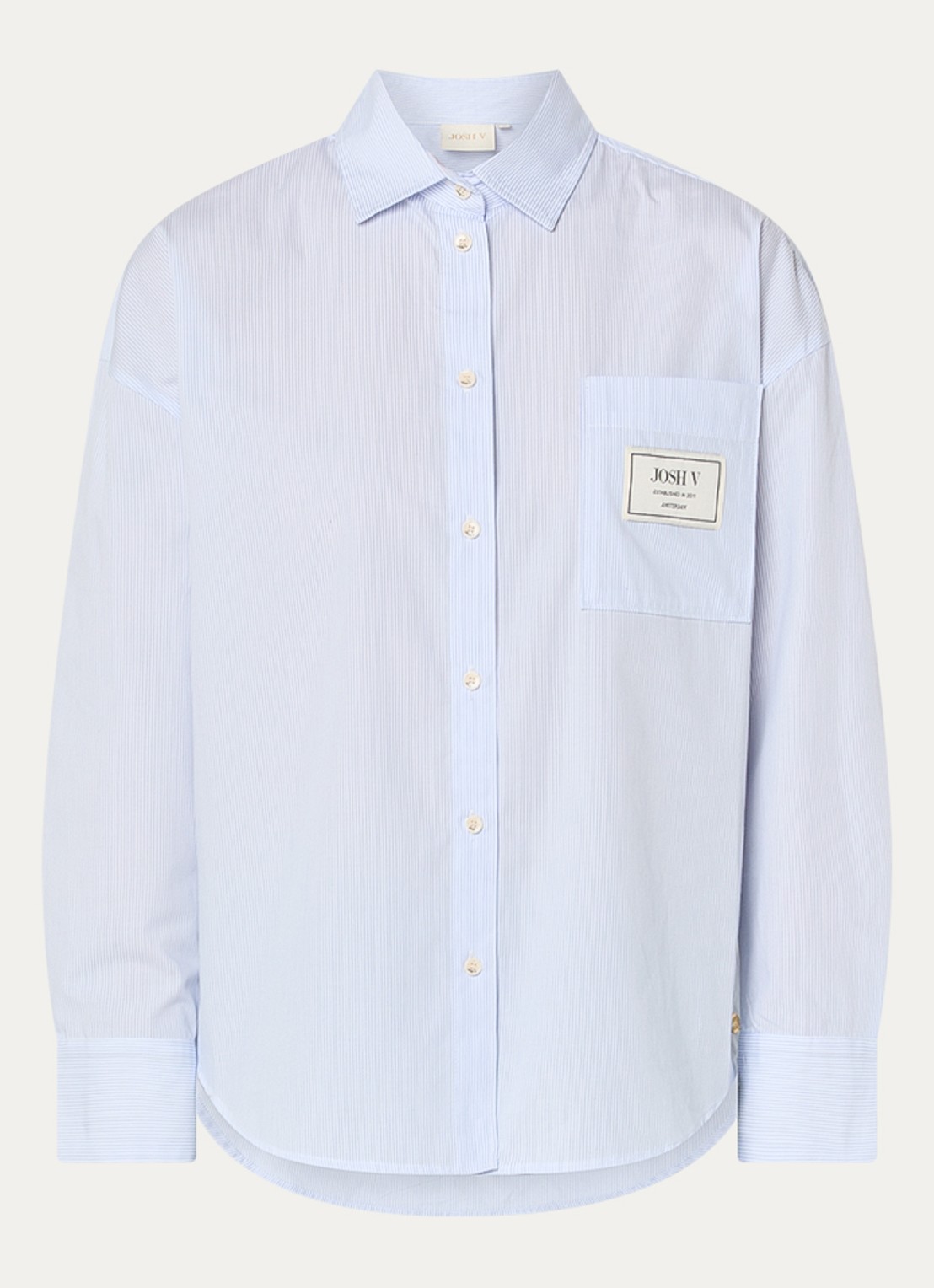 JOSH V Neveah blouse met streepprint en sjaal - voorkant 3 blauw