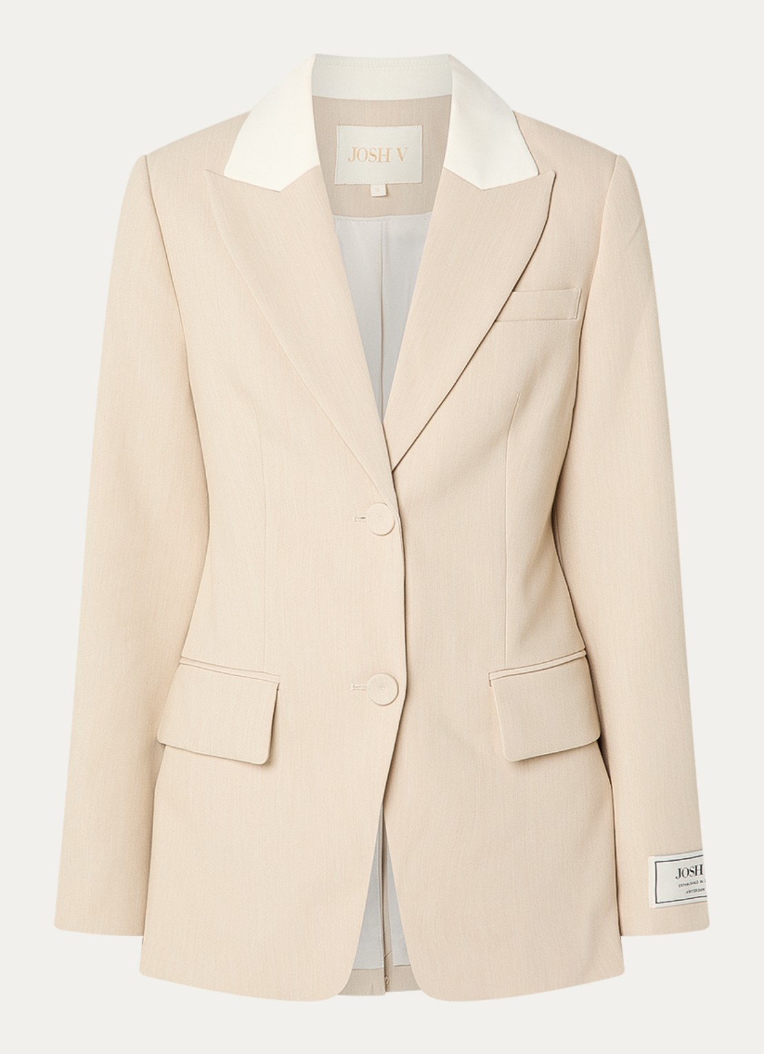 JOSH V Nila blazer met klepzakken - voorkant beige