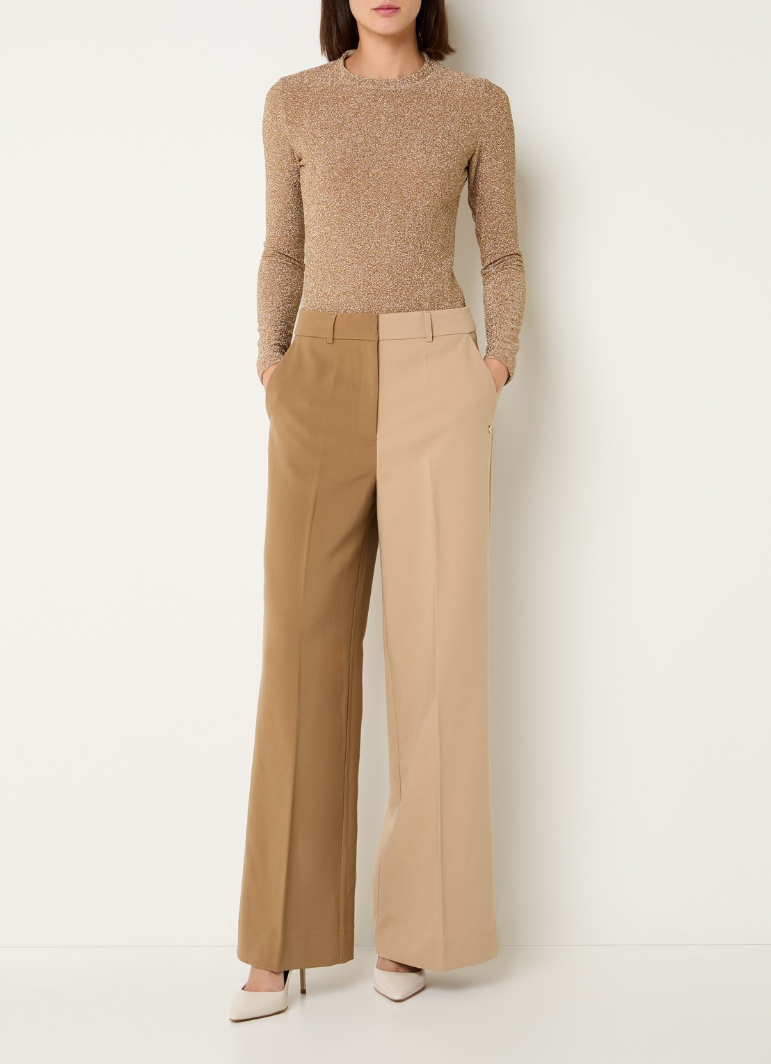 JOSH V Palmer top met lurex - voorkant 2 goud