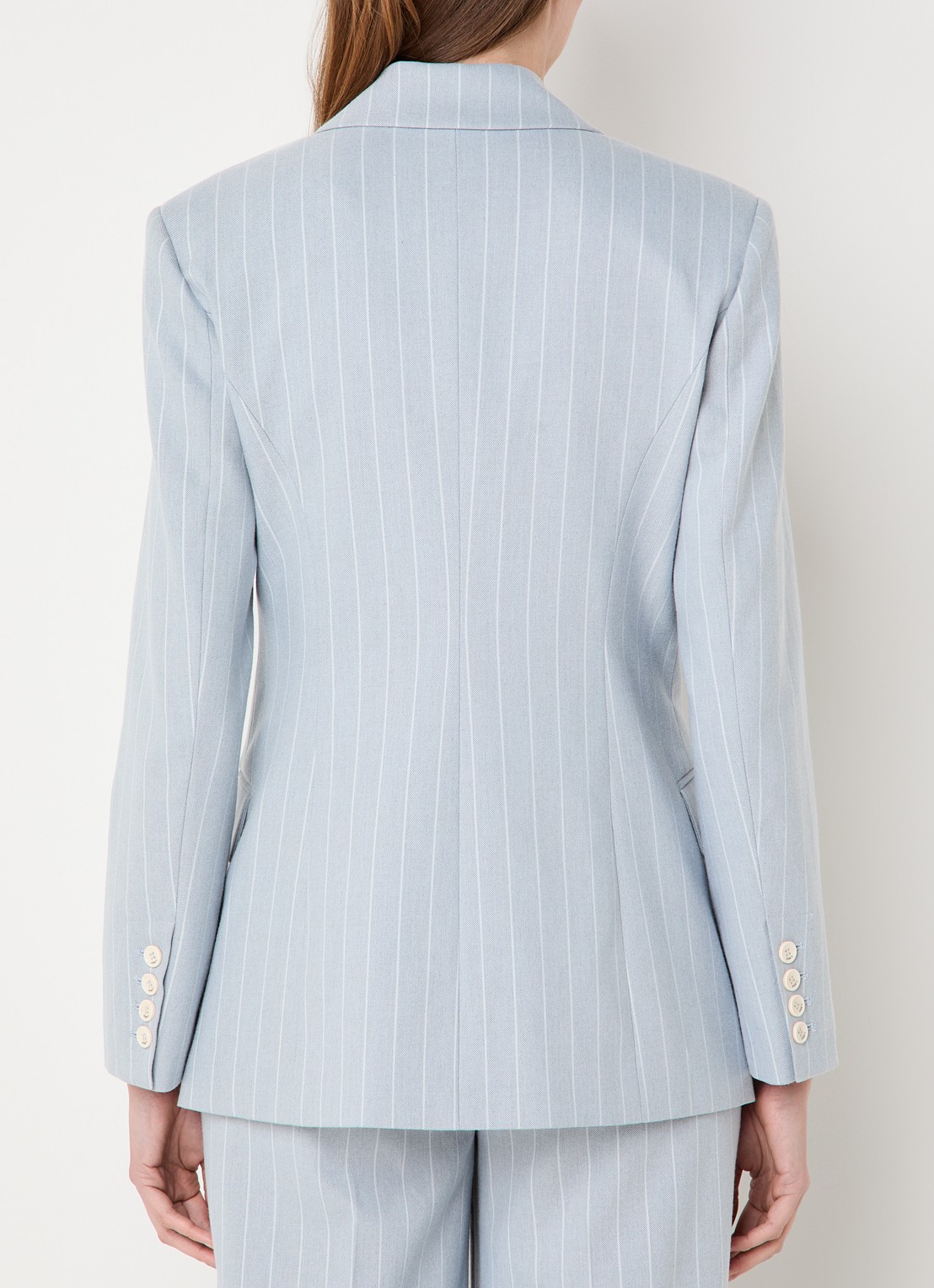 JOSH V Pleun double-breasted blazer met streepprint - achterkant 2 lichtblauw