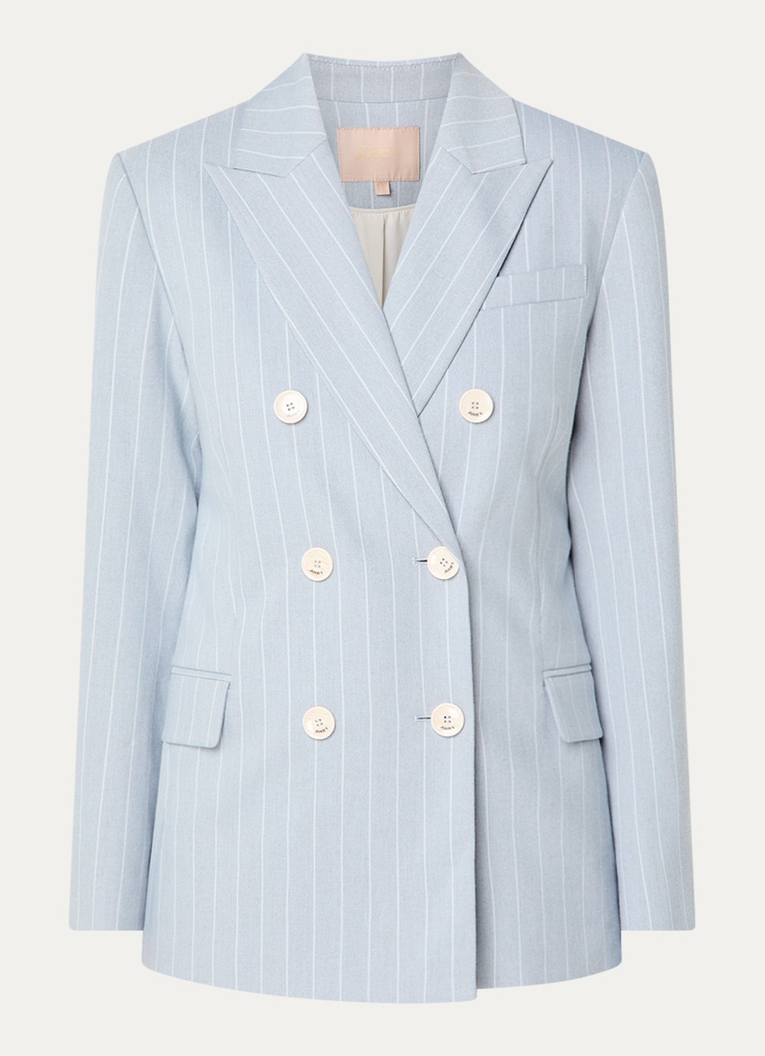 JOSH V Pleun double-breasted blazer met streepprint - voorkant 3 lichtblauw