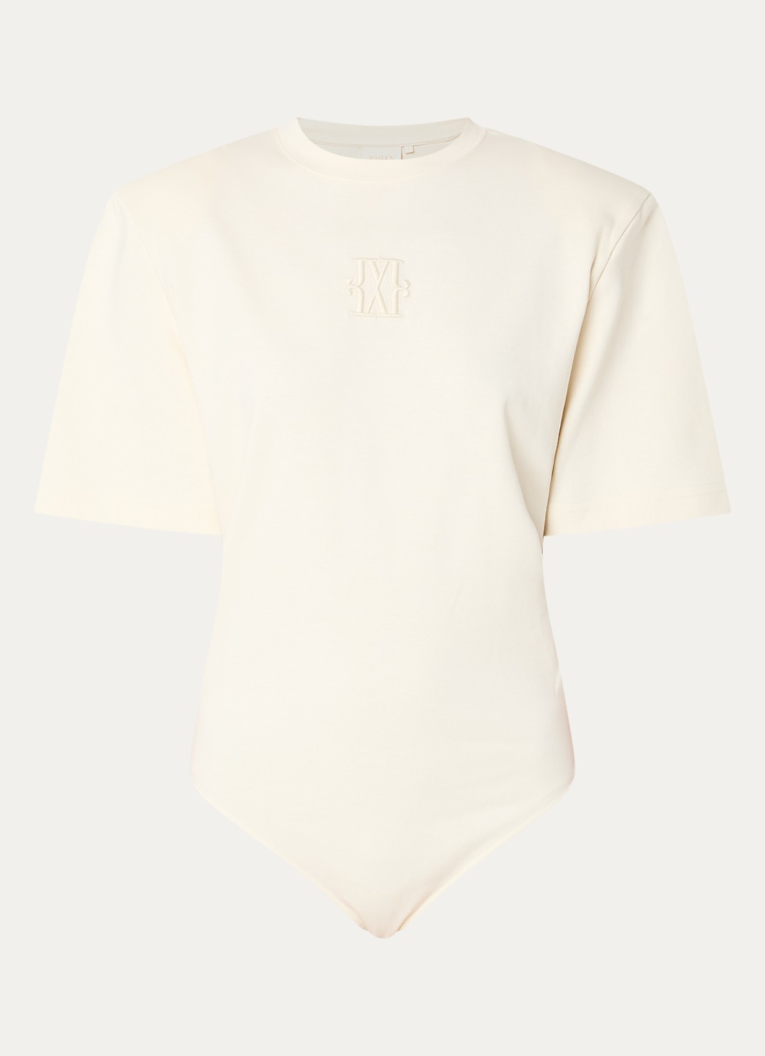 JOSH V Poppy body met schoudervulling en logoborduring - voorkant 2 creme