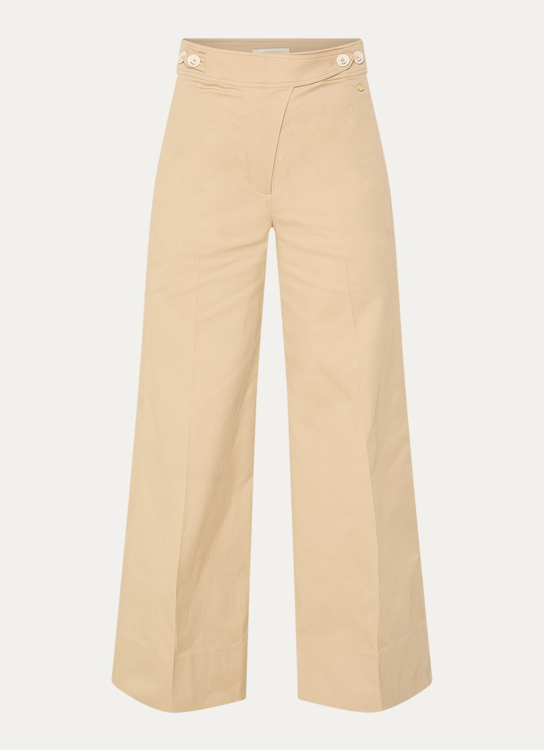 JOSH V Regina high waist wide fit palazzobroek met steekzakken - voorkant camel