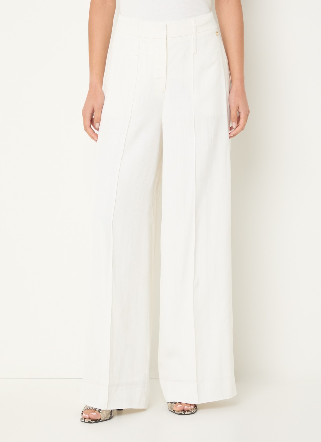 JOSH V Rhys high waist wide fit pantalon met steekzakken - detail 4 gebroken wit