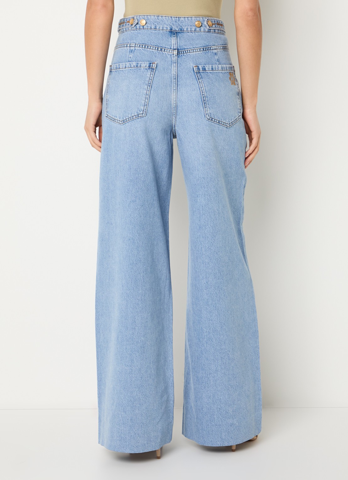 JOSH V Rumo high waist wide leg jeans met lichte wassing - achterkant 4 indigo