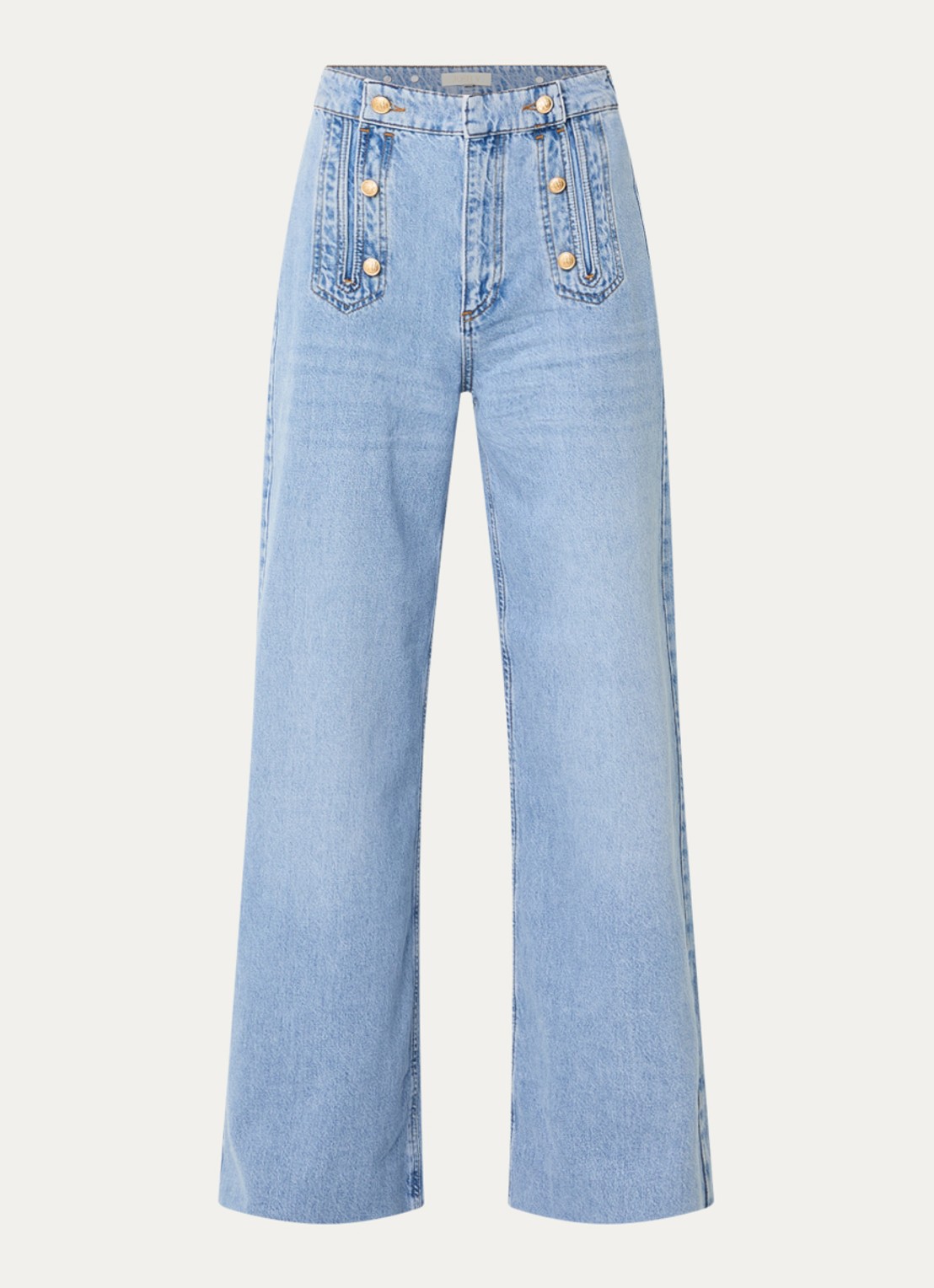JOSH V Rumo high waist wide leg jeans met lichte wassing - voorkant indigo