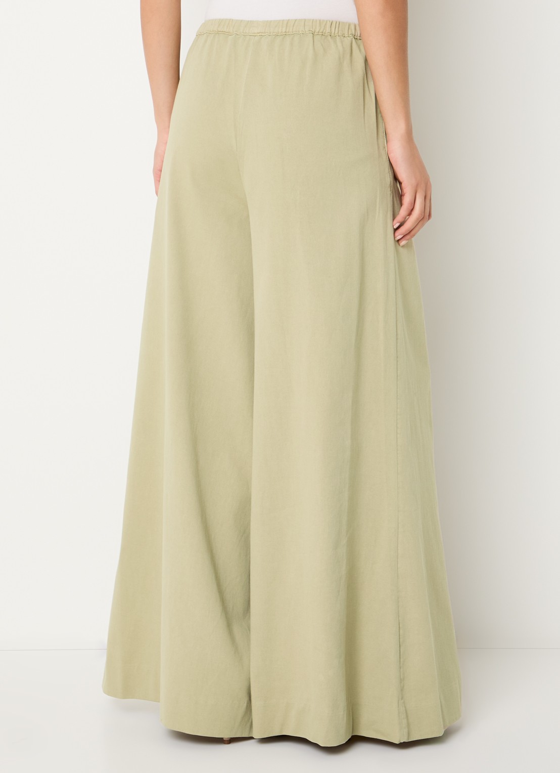 JOSH V Sera high waist wide fit broek met steekzakken - achterkant lichtgroen