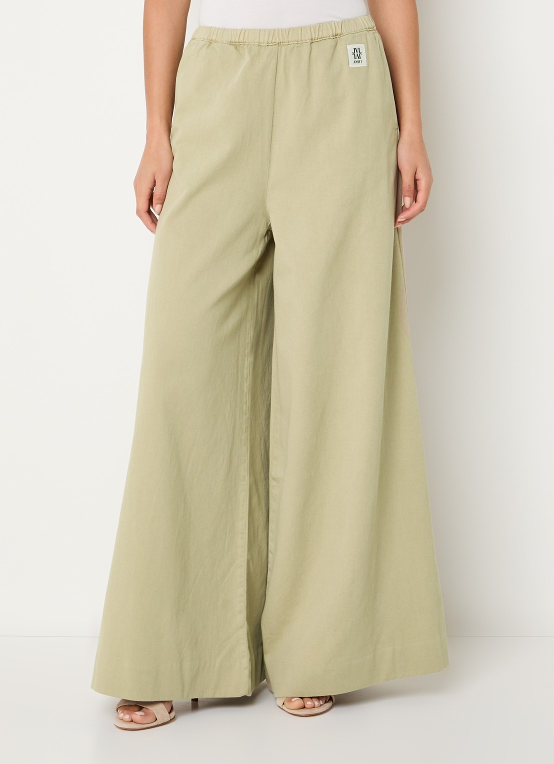 JOSH V Sera high waist wide fit broek met steekzakken - detail 4 lichtgroen