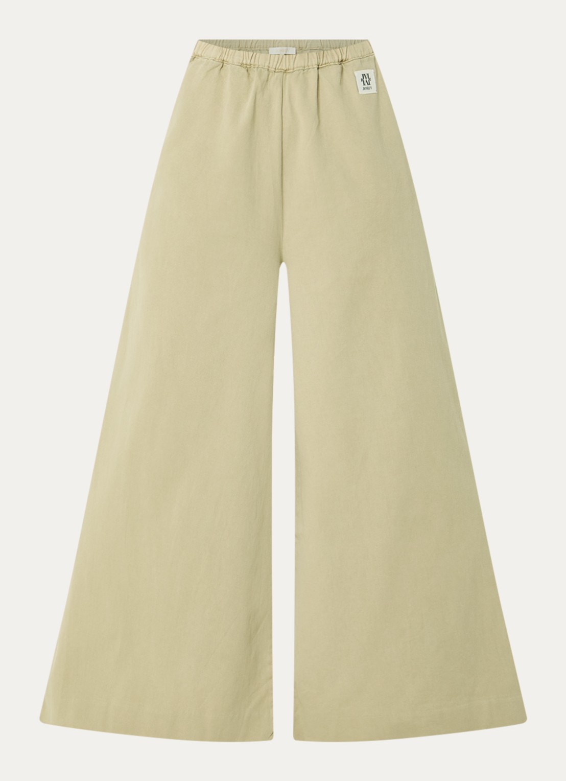 JOSH V Sera high waist wide fit broek met steekzakken - voorkant 2 lichtgroen