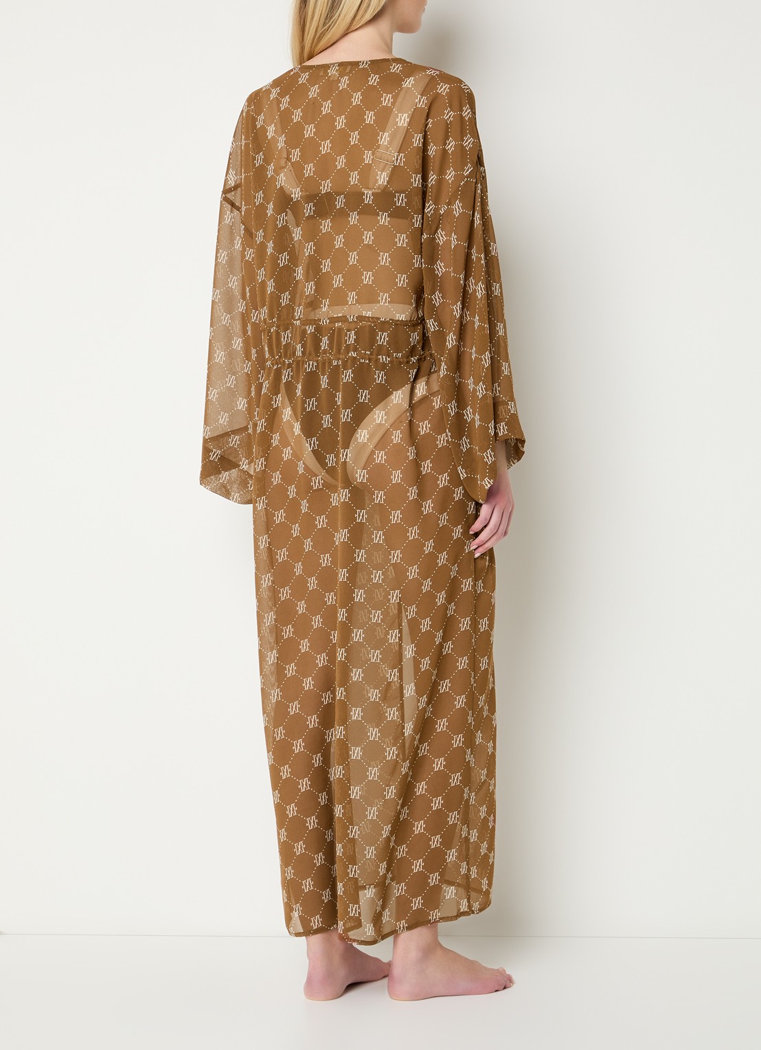 JOSH V Sienna kimono met logoprint - achterkant 4 hazelnootbruin