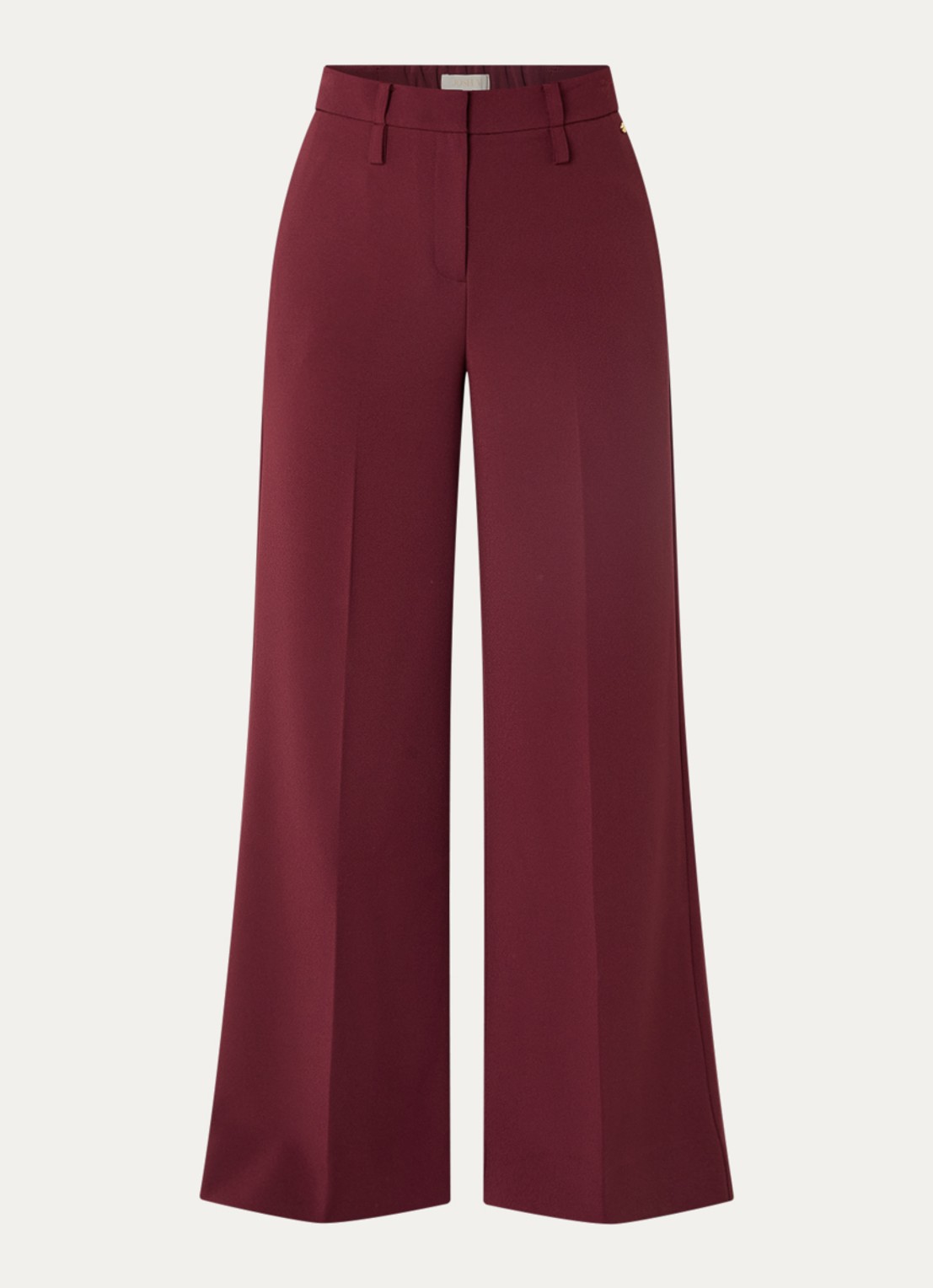 JOSH V Sky high waist wide fit pantalon met persplooi - voorkant 3 bordeauxrood