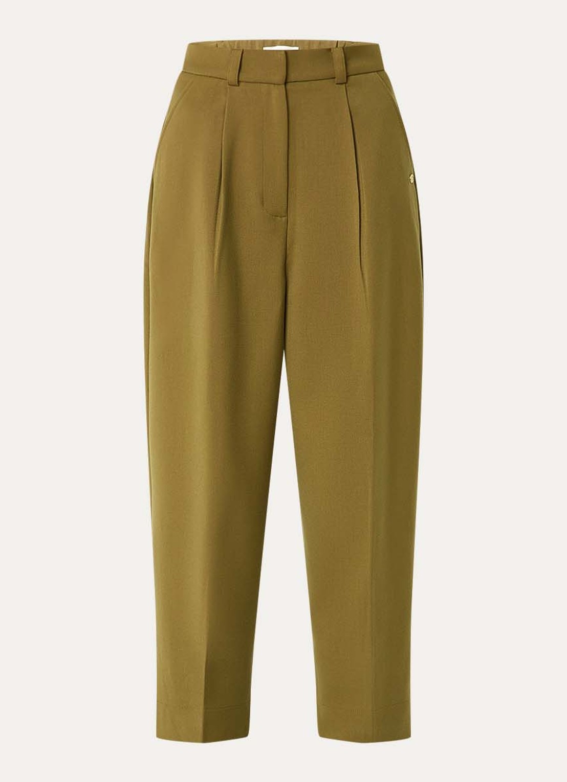 JOSH V Sonyes high waist wide fit pantalon met steekzakken - voorkant olijfgroen