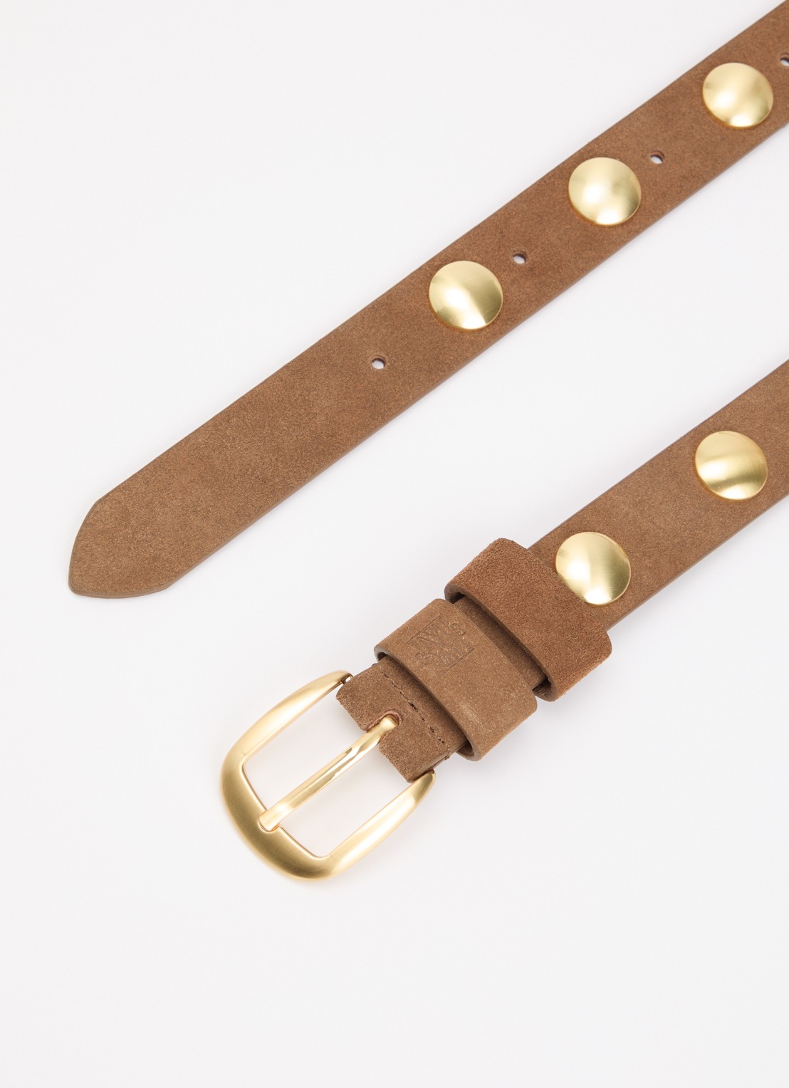 JOSH V Stella riem van suède met studs  - detail 2 lichtbruin