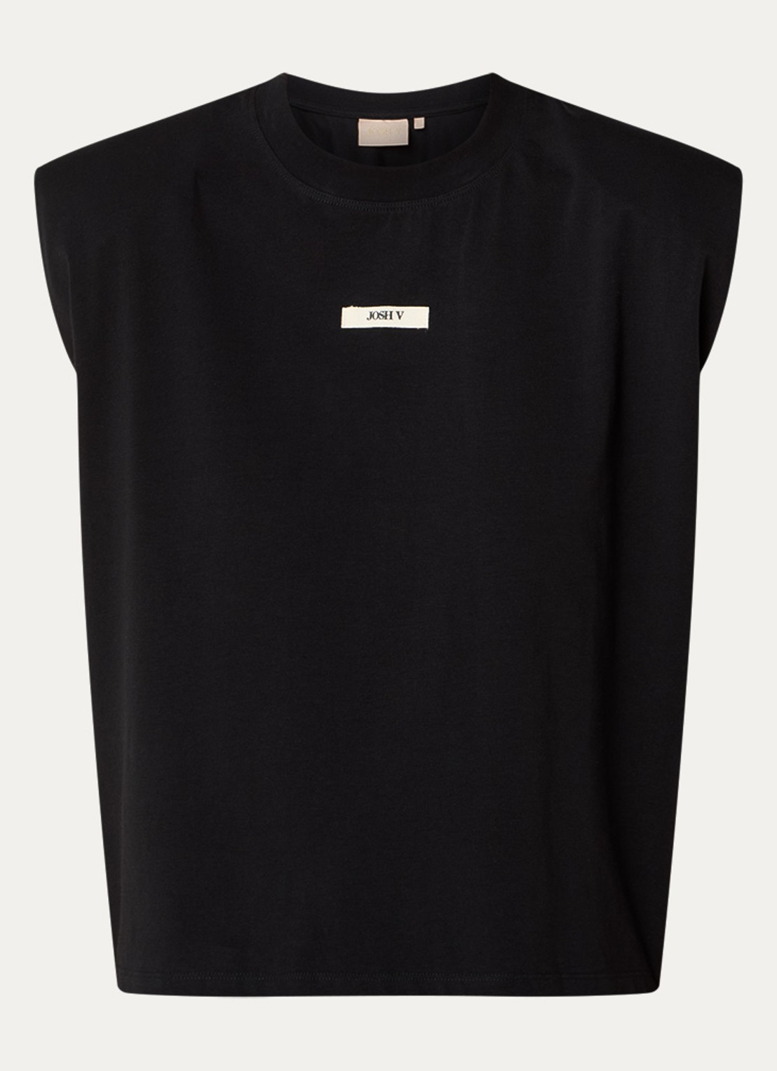 JOSH V Sue T-shirt met schoudervulling en logo - voorkant 3 zwart