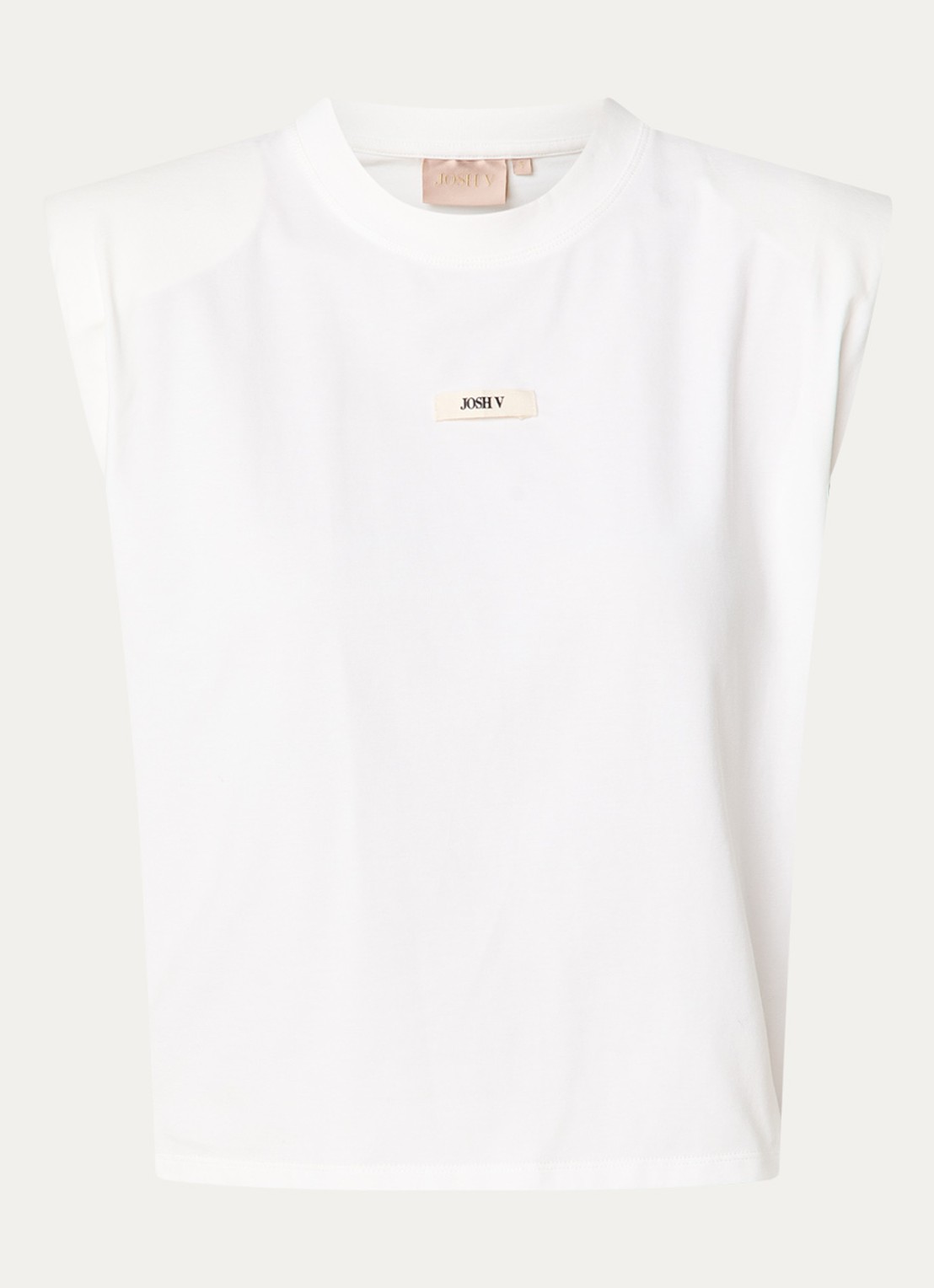 JOSH V Sue T-shirt met schoudervulling en logo - voorkant 2 gebroken wit