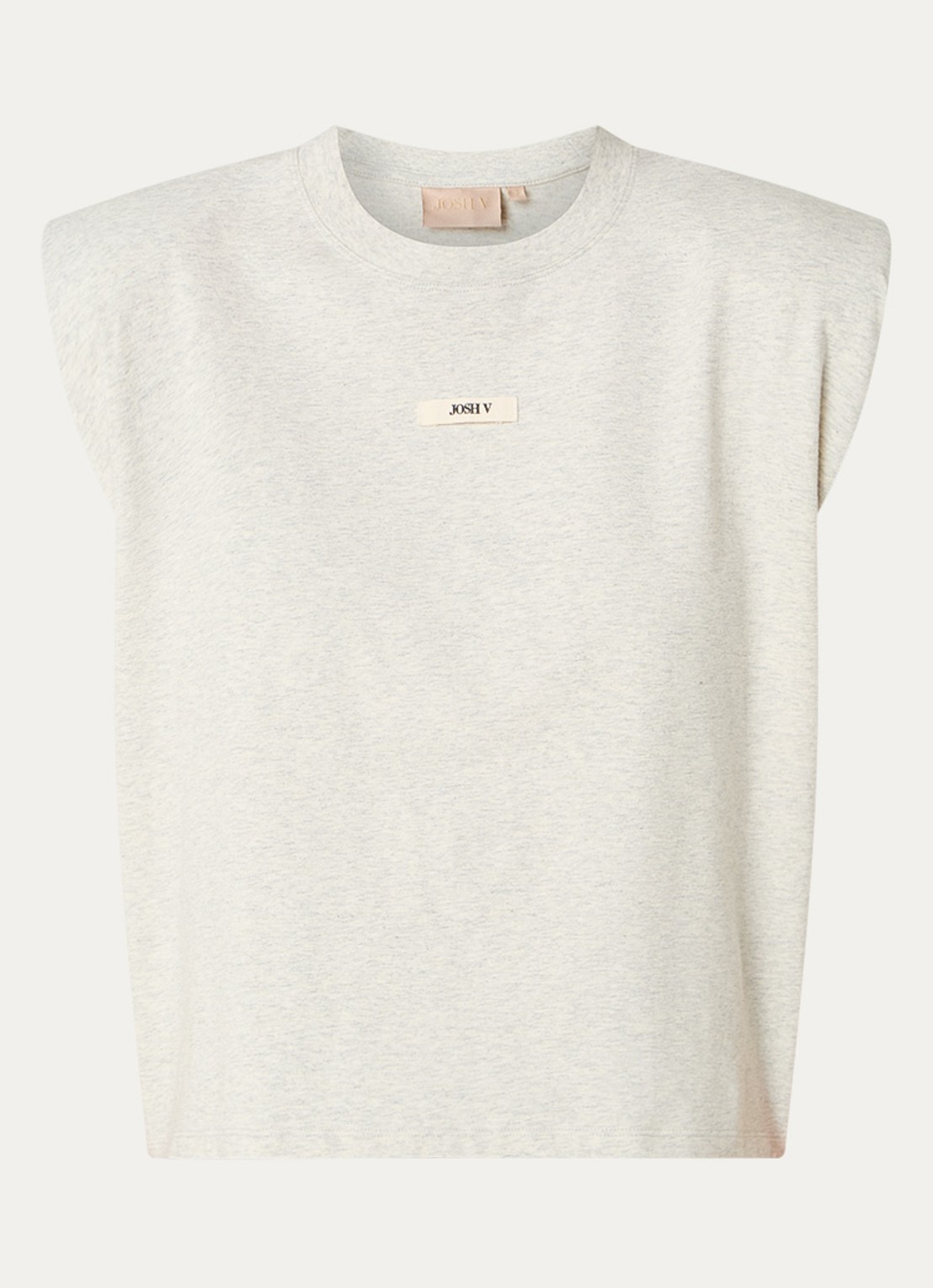 JOSH V Sue T-shirt met schoudervulling en logo - voorkant grijs