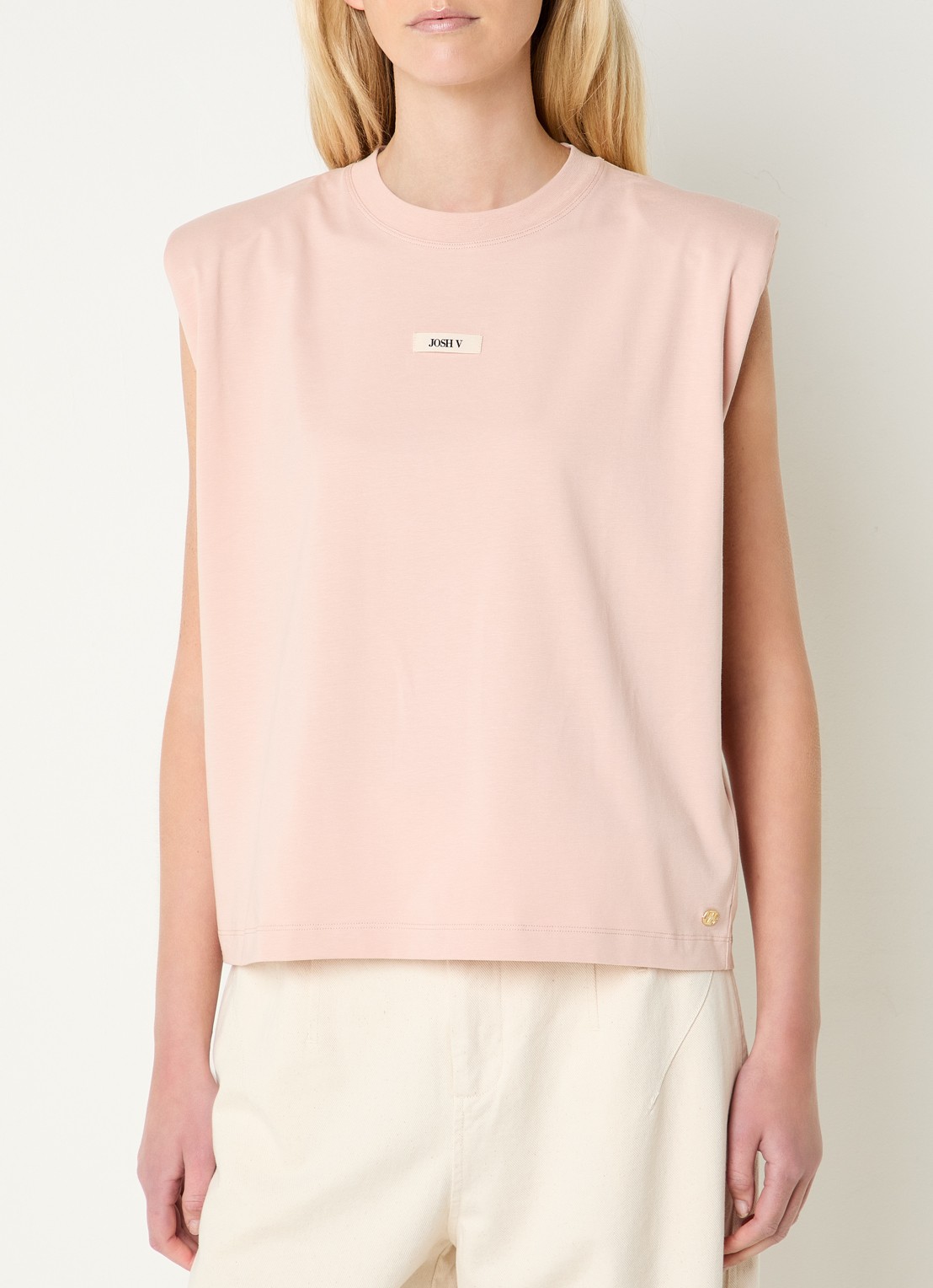 JOSH V Sue T-shirt met schoudervulling en logo - detail 4 roze