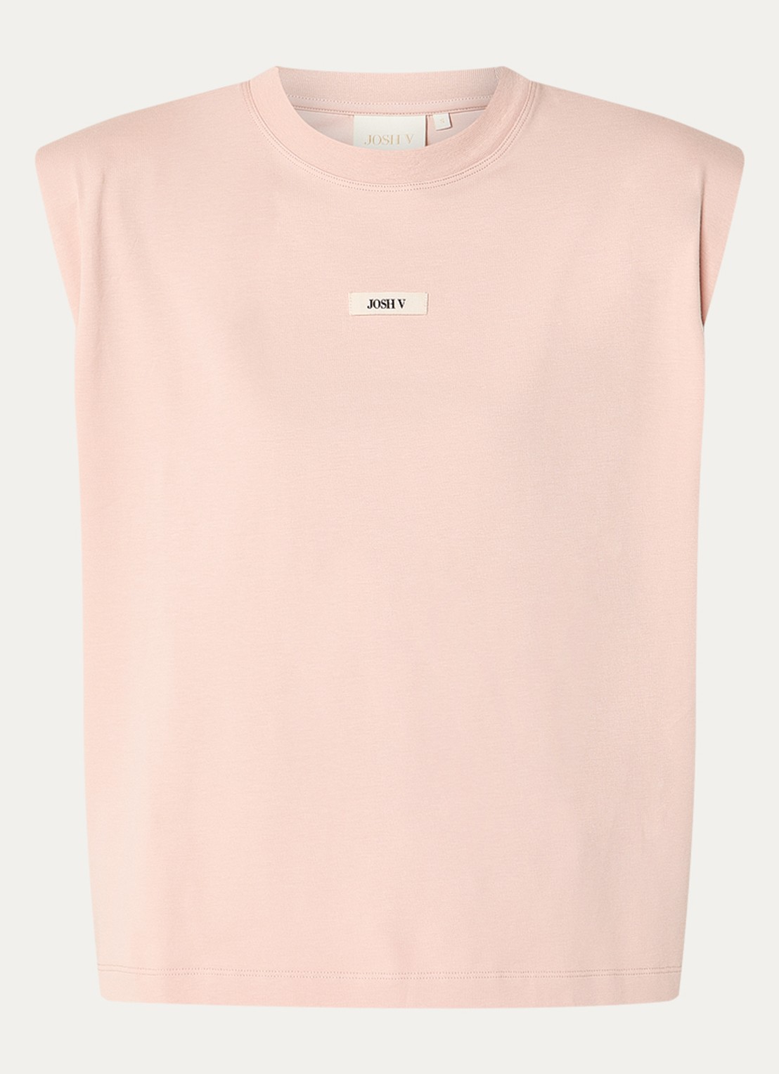 JOSH V Sue T-shirt met schoudervulling en logo - voorkant roze