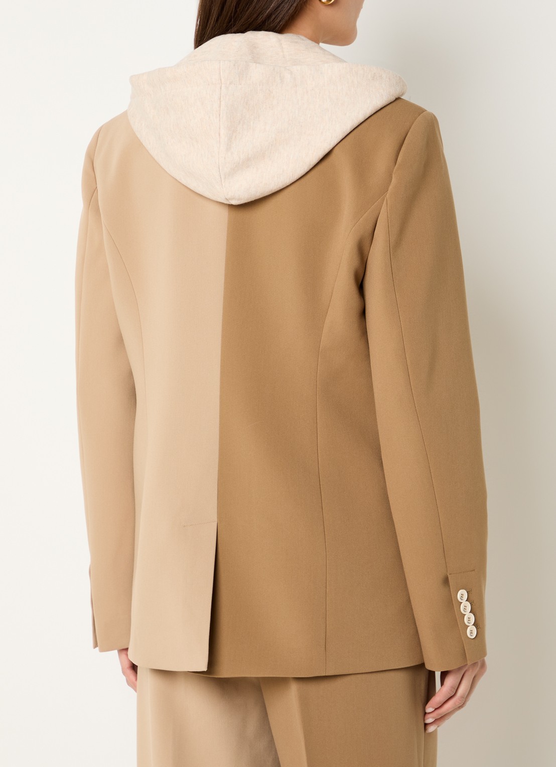 JOSH V Suus Hoodie blazer met uitneembare voering en schoudervulling - achterkant 4 camel