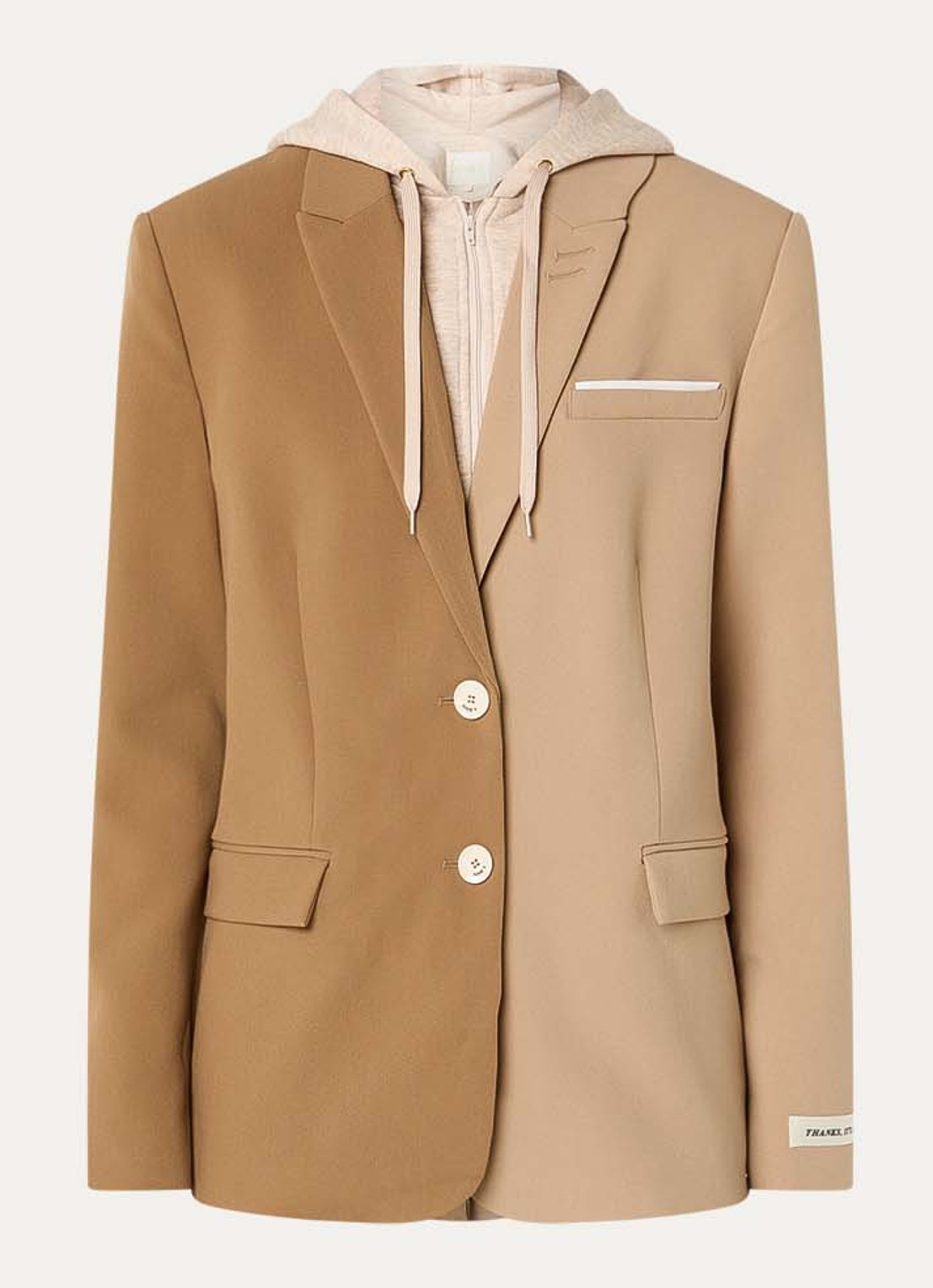 JOSH V Suus Hoodie blazer met uitneembare voering en schoudervulling - voorkant camel