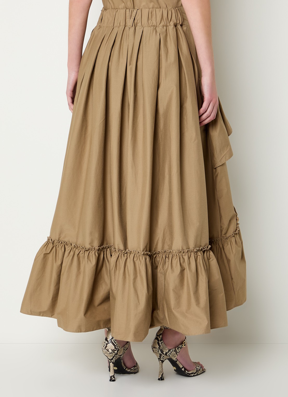 JOSH V Tarrant maxi rok met steekzakken - achterkant 3 khaki