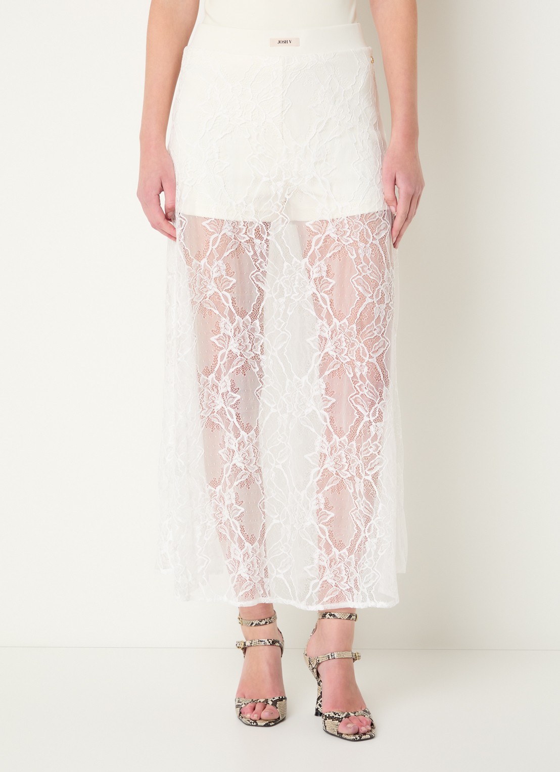 JOSH V Trixie midi rok met broderie - detail 4 beige