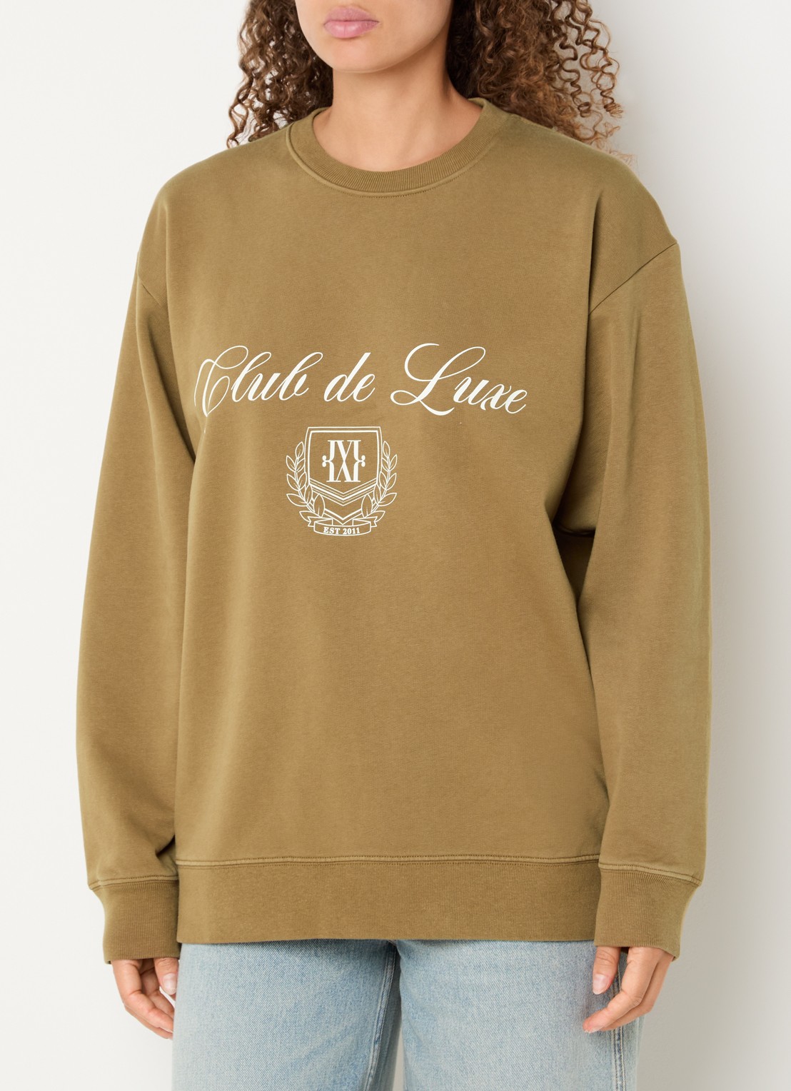 JOSH V Woodson sweater met print - detail zand