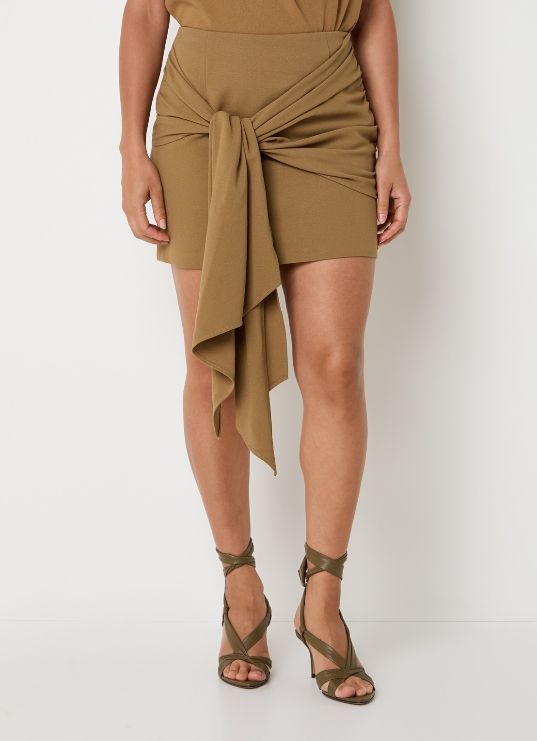 JOSH V Zayden mini rok met geknoopt detail - detail 4 camel